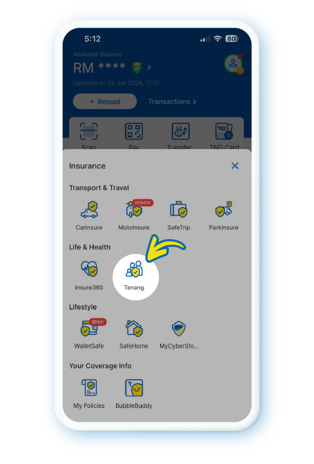 Pilih “Insurance” dan tekan “Tenang”